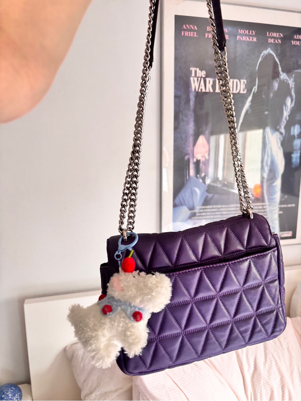 Michael Kors Violet Quilted Leather Shoulder Bag with Silver Chain - Picture 8 of 10